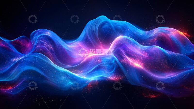 高清大图下载【趣麦麦图】蓝紫光流背景透明玻璃3