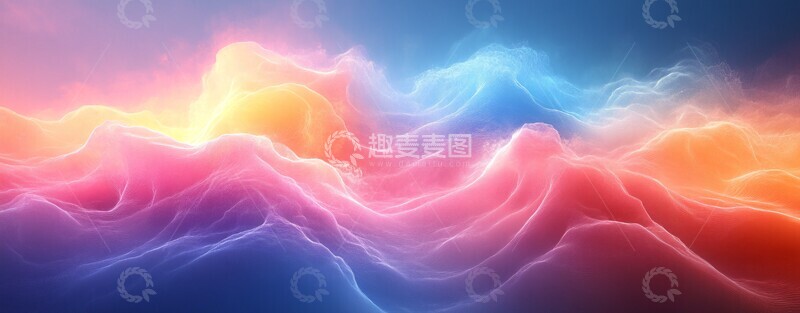 高清大图下载【趣麦麦图】-蓝天彩虹线条波浪1