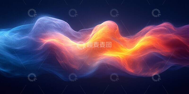 高清大图下载【趣麦麦图】蓝黄渐变波浪2