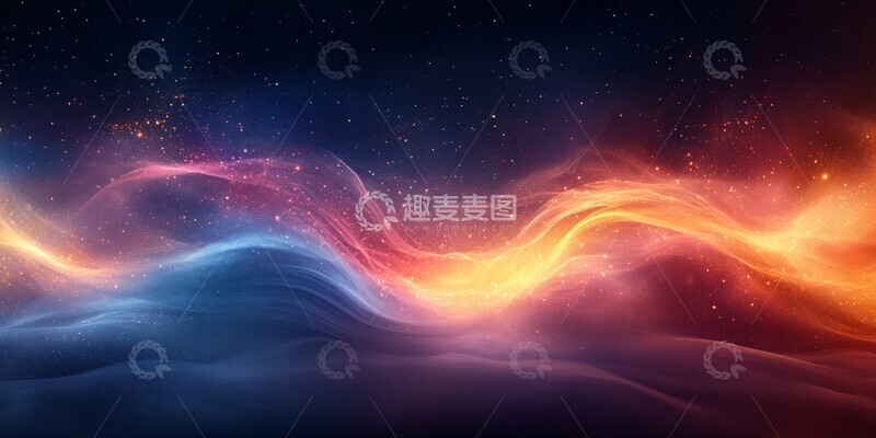 高清大图下载【趣麦麦图】蓝黄渐变波浪