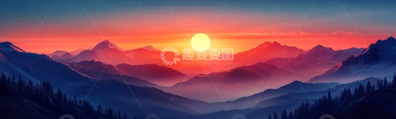 高清大图下载【趣麦麦图】高山渐变背景