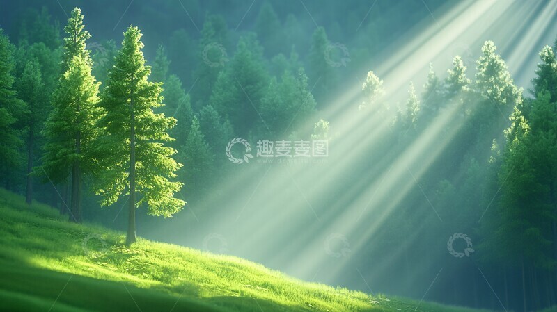 高清大图下载【趣麦麦图】森林极光金属光