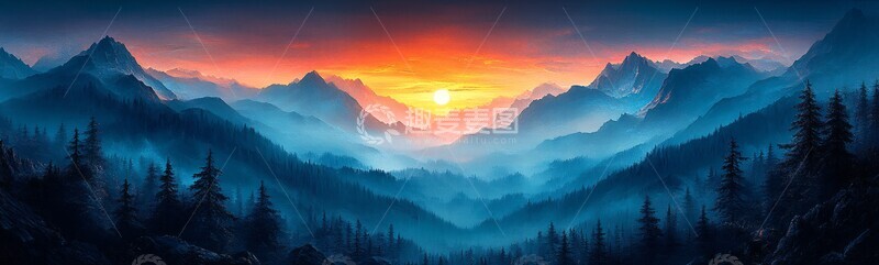 高清大图下载【趣麦麦图】高山渐变背景1