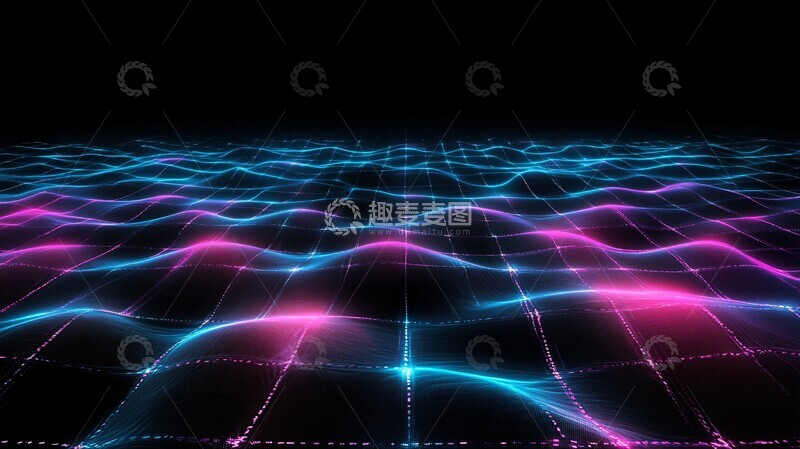 高清大图下载【趣麦麦图】蓝紫波纹网格