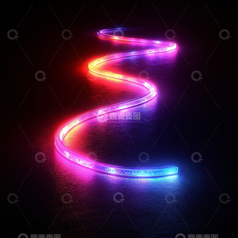 高清大图下载【趣麦麦图】霓虹线渐变曲线1