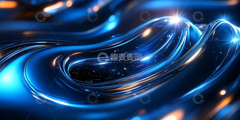 高清大图下载【趣麦麦图】蓝光波浪线背景1