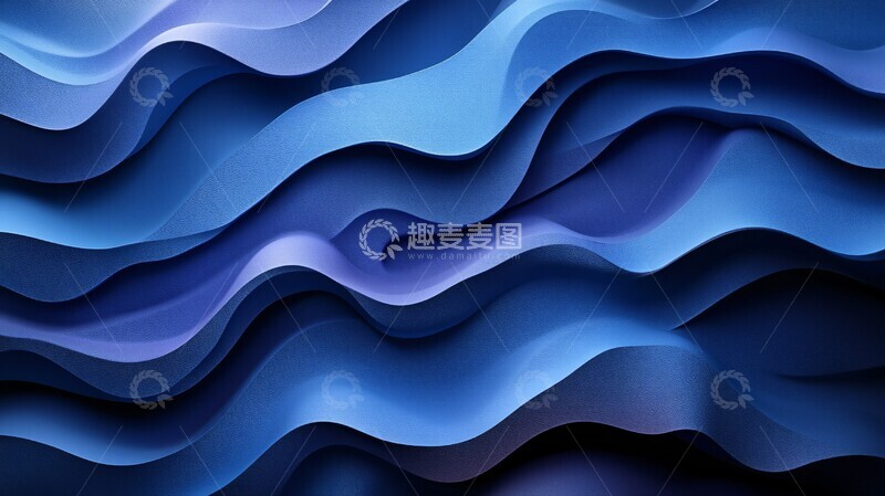 高清大图下载【趣麦麦图】蓝色波浪曲线设计1