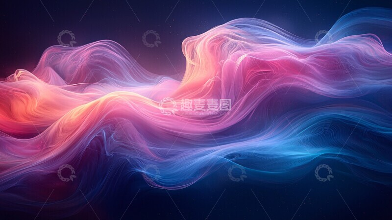 高清大图下载【趣麦麦图】蓝粉渐变波浪2