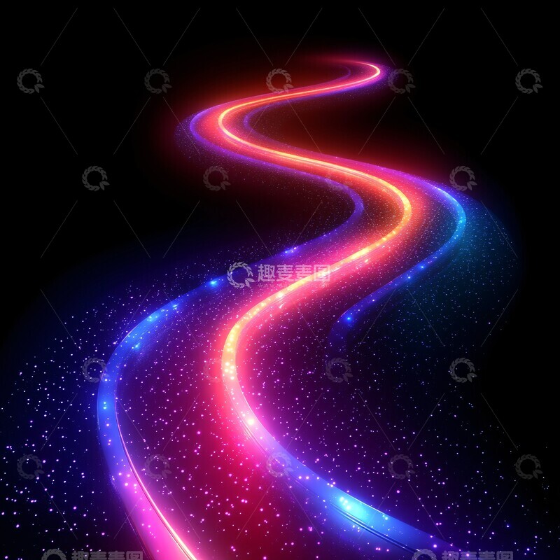 高清大图下载【趣麦麦图】霓虹线渐变曲线2