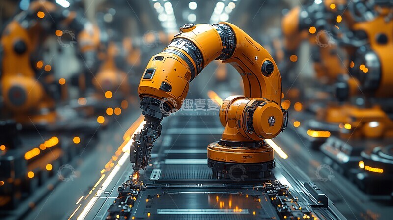 高清大图下载【趣麦麦图】工业机器人组装步枪