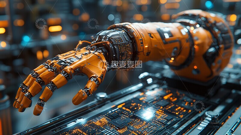 高清大图下载【趣麦麦图】机械臂微芯片组装1