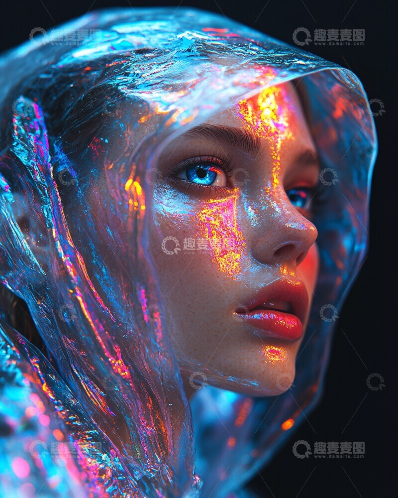 透明面罩发光人物