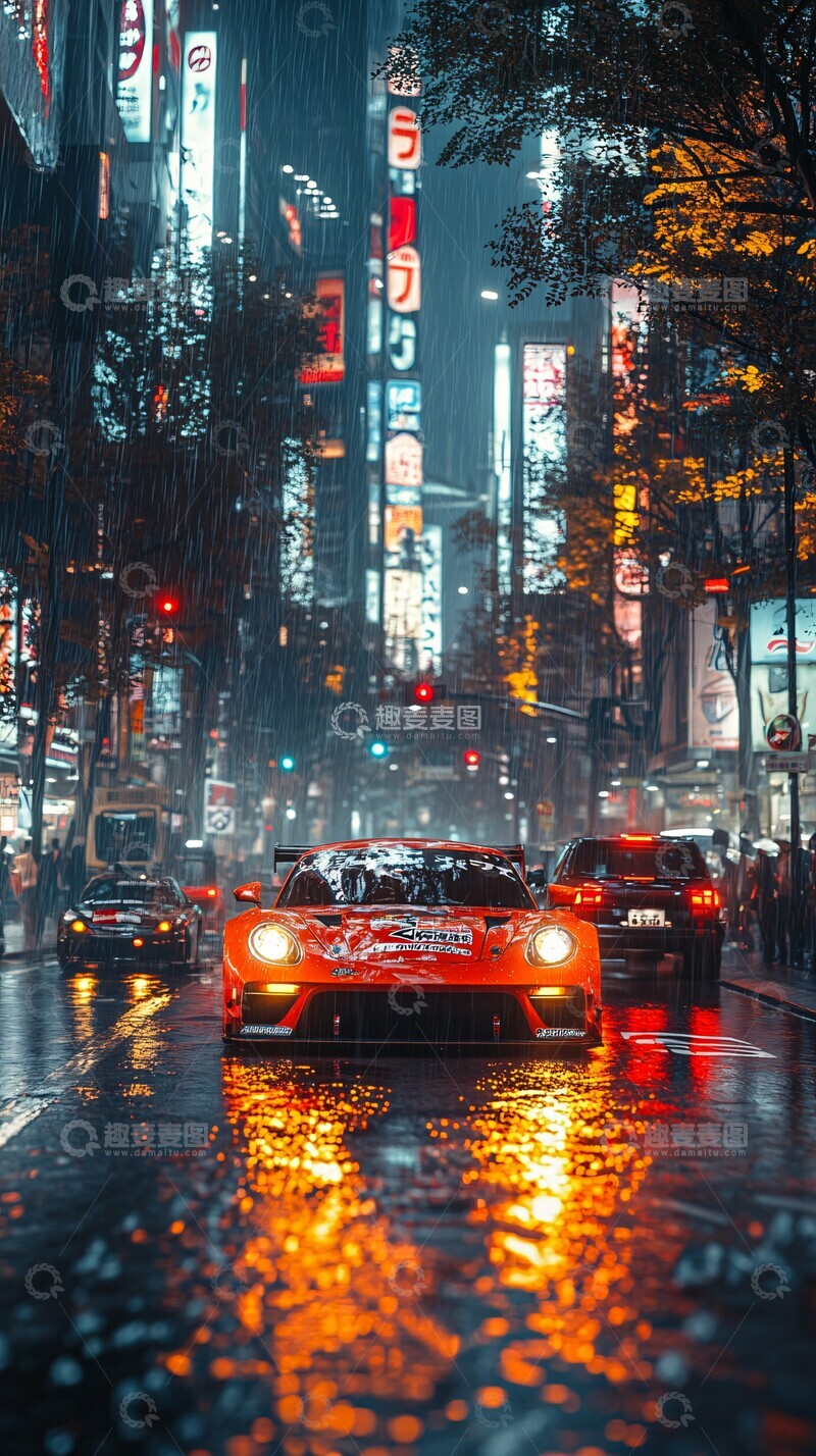 高清大图下载【趣麦麦图】赛车夜驰光影流