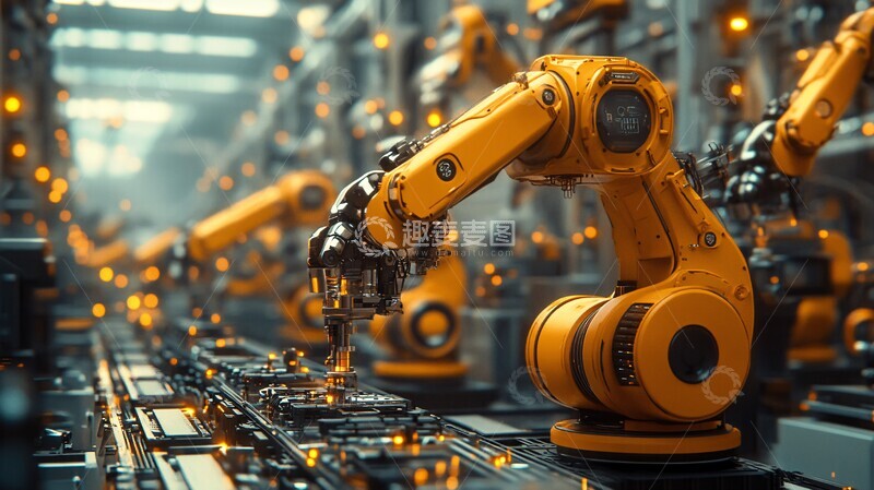 高清大图下载【趣麦麦图】机器人工厂作业