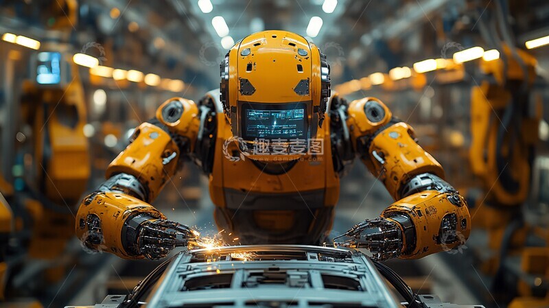 高清大图下载【趣麦麦图】机器人焊接汽车框架1