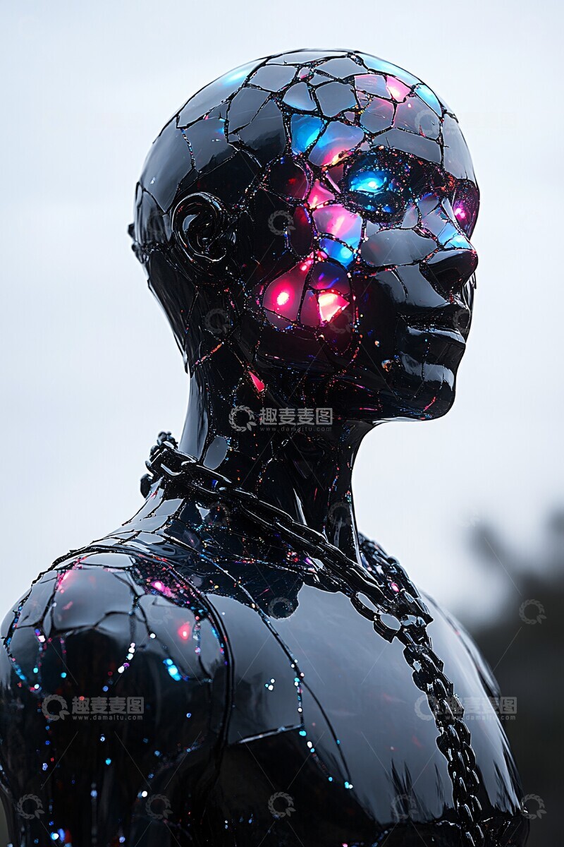 高清大图下载【趣麦麦图】碎片化微笑机器人1