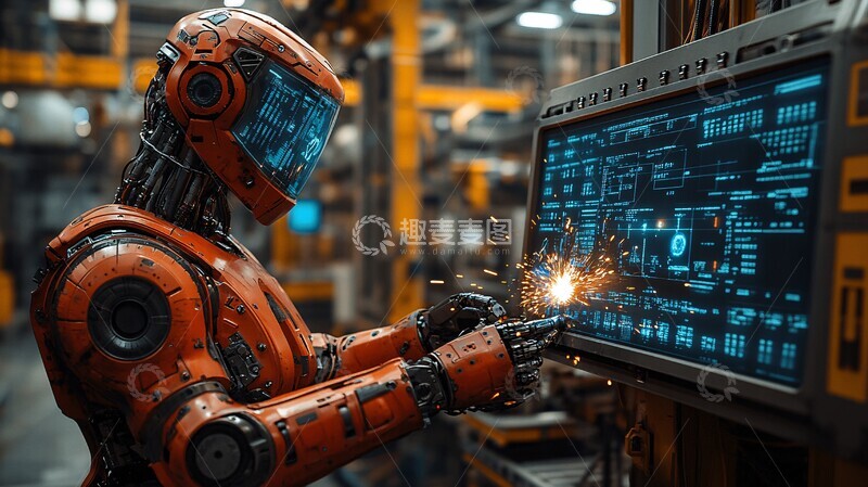 高清大图下载【趣麦麦图】机械臂焊接工厂