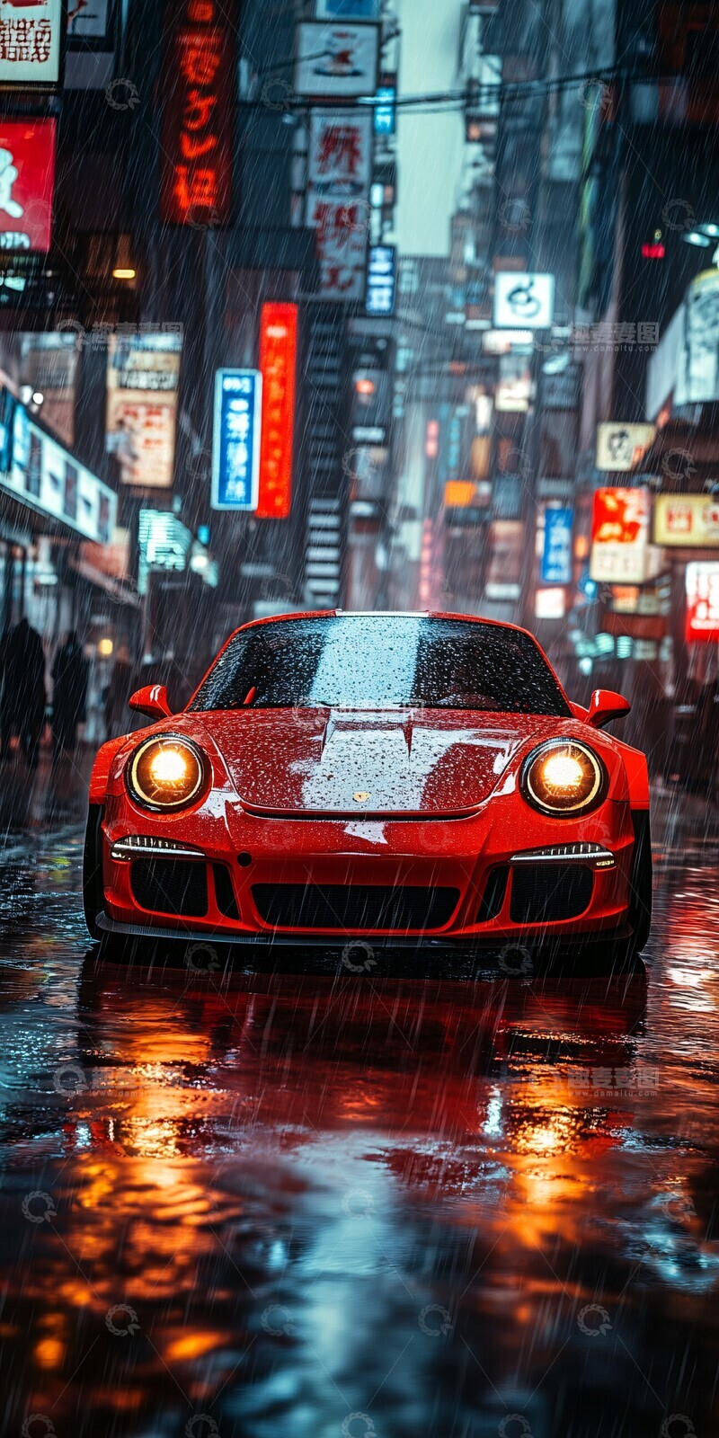 高清大图下载【趣麦麦图】保时捷霓虹街景