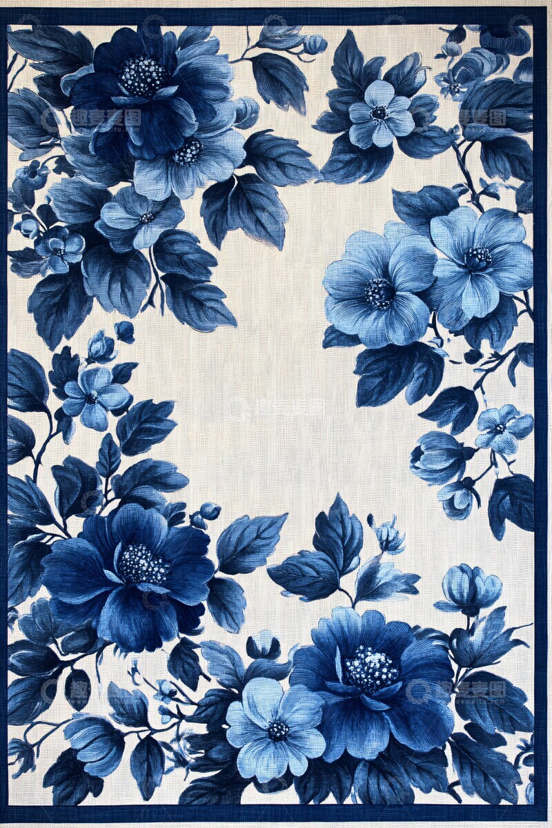 高清大图下载【趣麦麦图】蓝白条纹皇家纹样框架2