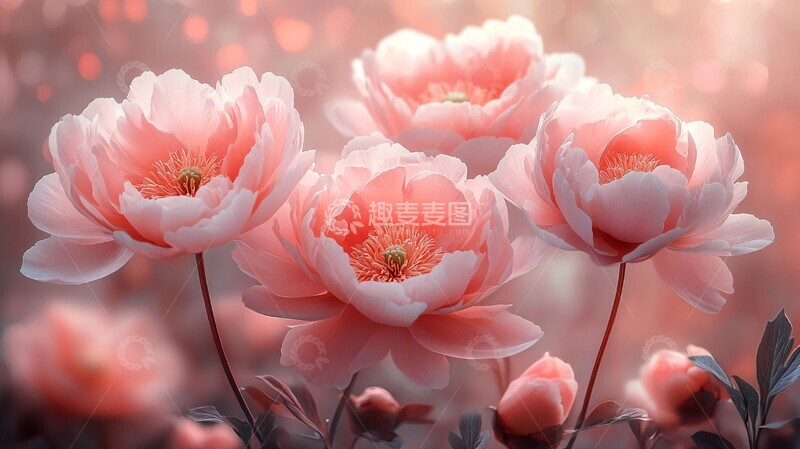 高清大图下载【趣麦麦图】淡粉白牡丹花1