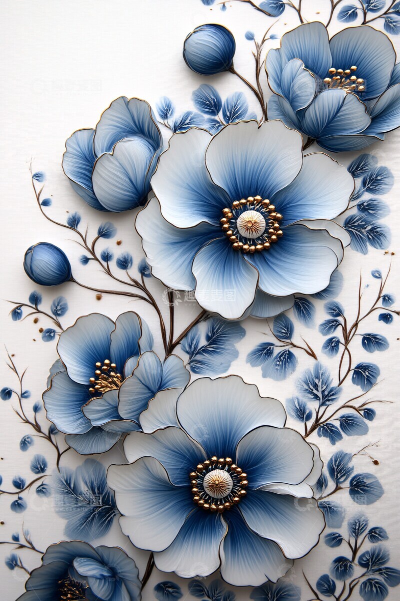 高清大图下载【趣麦麦图】白底蓝边空心纹1