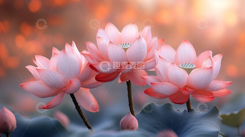 高清大图下载【趣麦麦图】三绣莲花侧影图