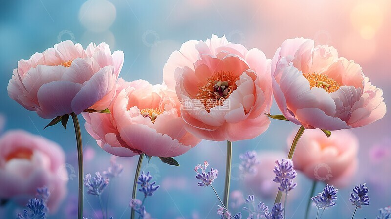 高清大图下载【趣麦麦图】牡丹花梦幻背景1