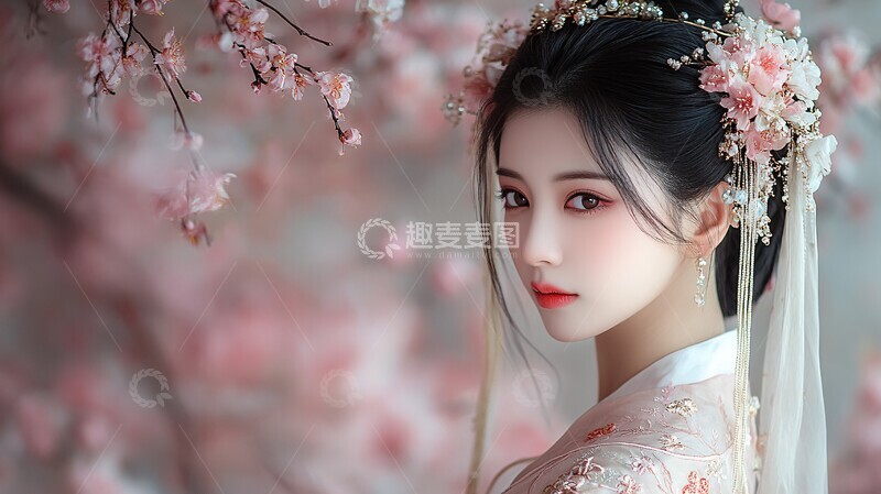 高清大图下载【趣麦麦图】汉服流纱花绣1