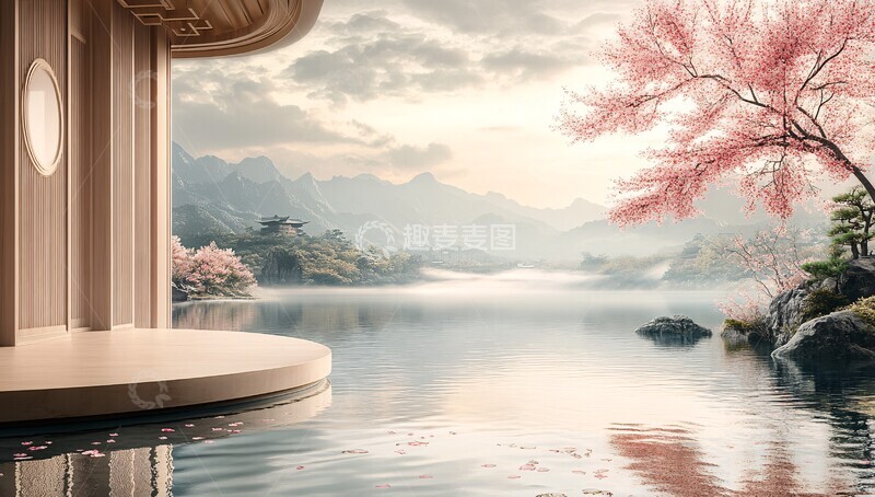 高清大图下载【趣麦麦图】云水禅心樱花植物金色2