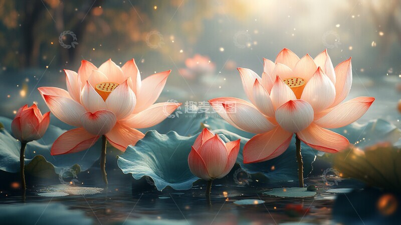 高清大图下载【趣麦麦图】三绣莲花侧影图2