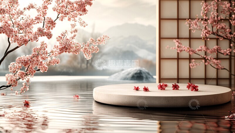 高清大图下载【趣麦麦图】云水禅心樱花植物金色