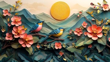 春季花鸟纸艺