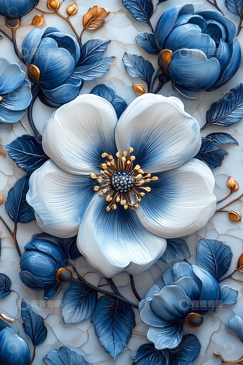 高清大图下载【趣麦麦图】白底蓝边空心纹3