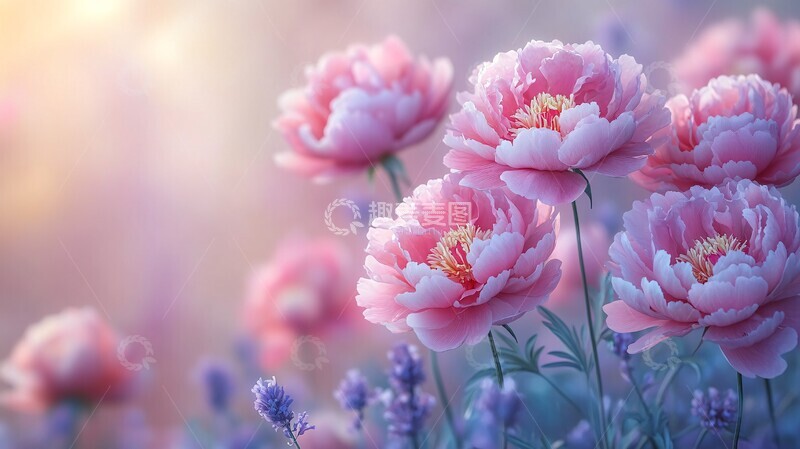 高清大图下载【趣麦麦图】牡丹花梦幻背景3