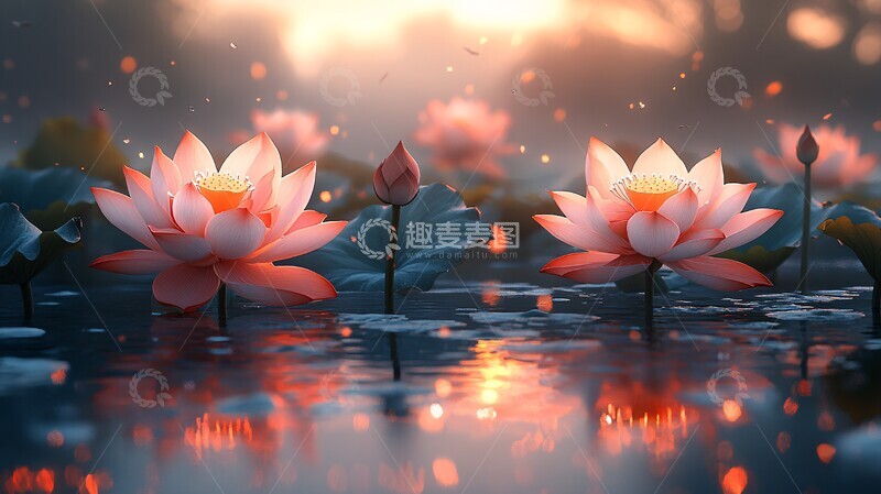 高清大图下载【趣麦麦图】三绣莲花侧影图3