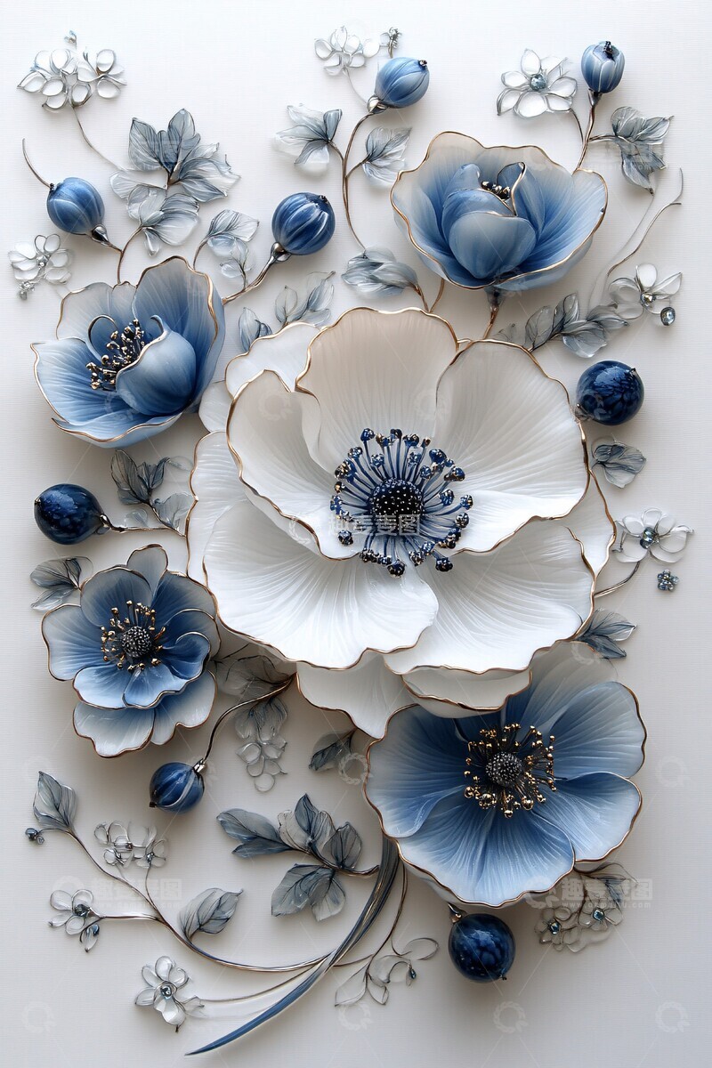 高清大图下载【趣麦麦图】白底蓝边空心纹