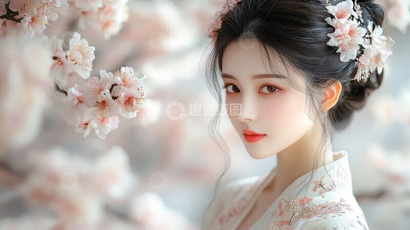高清大图下载【趣麦麦图】汉服流纱花绣