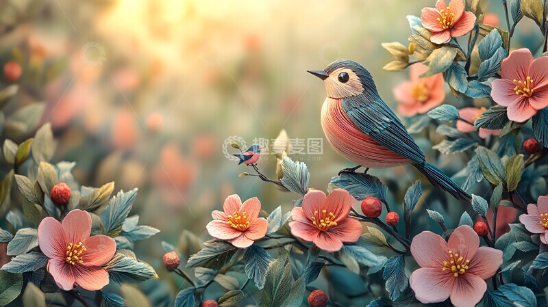 高清大图下载【趣麦麦图】春季花鸟纸艺1