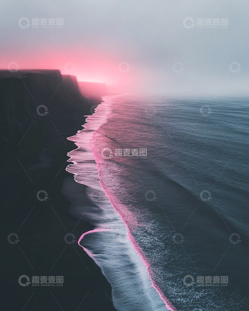 高清大图下载【趣麦麦图】灰滩粉极光极光色彩对比