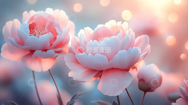 高清大图下载【趣麦麦图】淡粉白牡丹花2