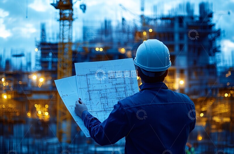 高清大图下载【趣麦麦图】建筑蓝图施工现场1