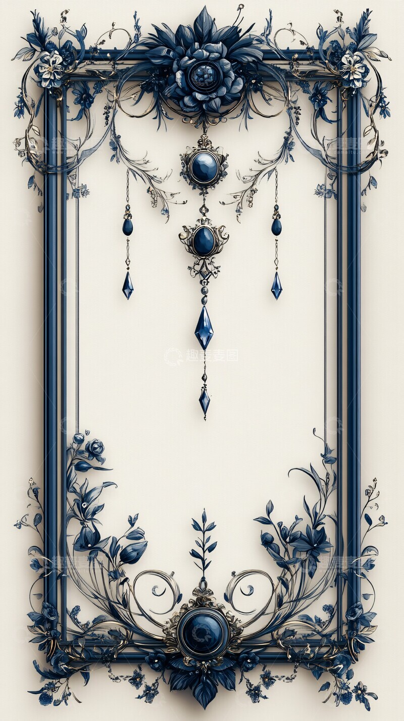 蓝线白底装饰框