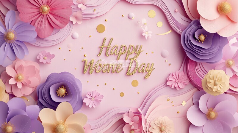 高清大图下载【趣麦麦图】妇女节纸雕背景