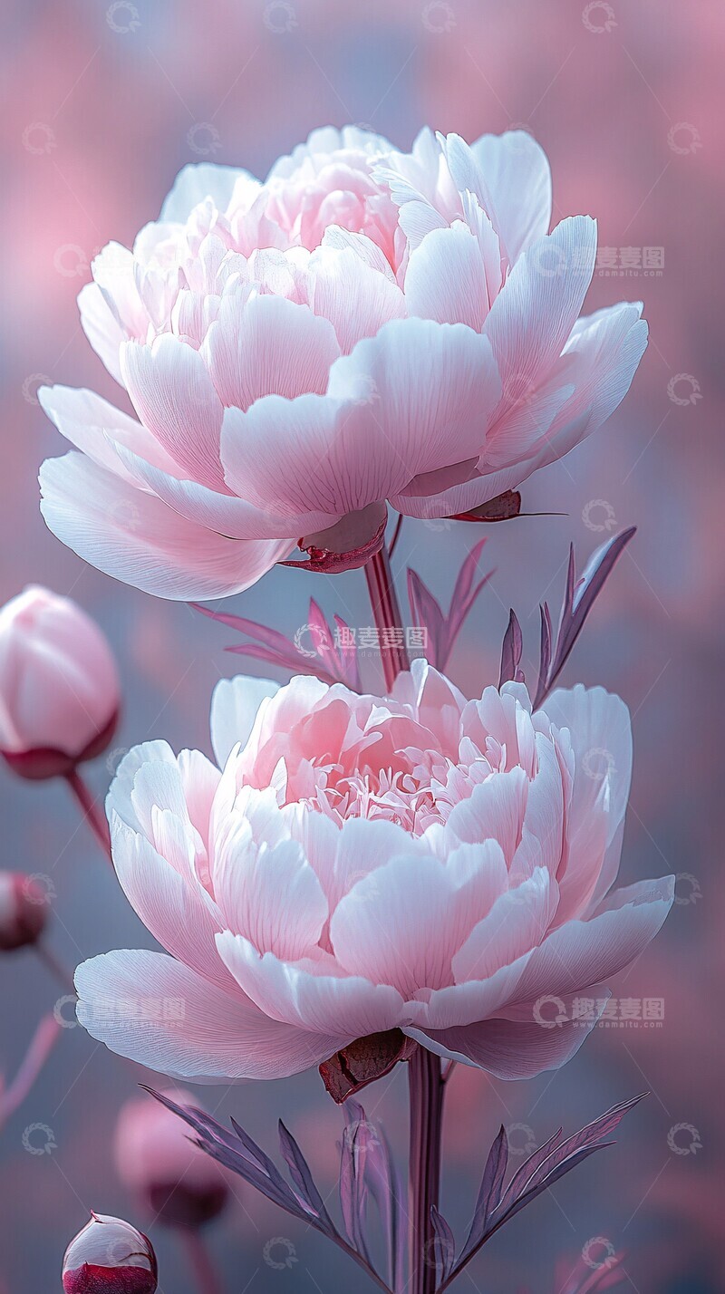 高清大图下载【趣麦麦图】粉色牡丹花云背景2