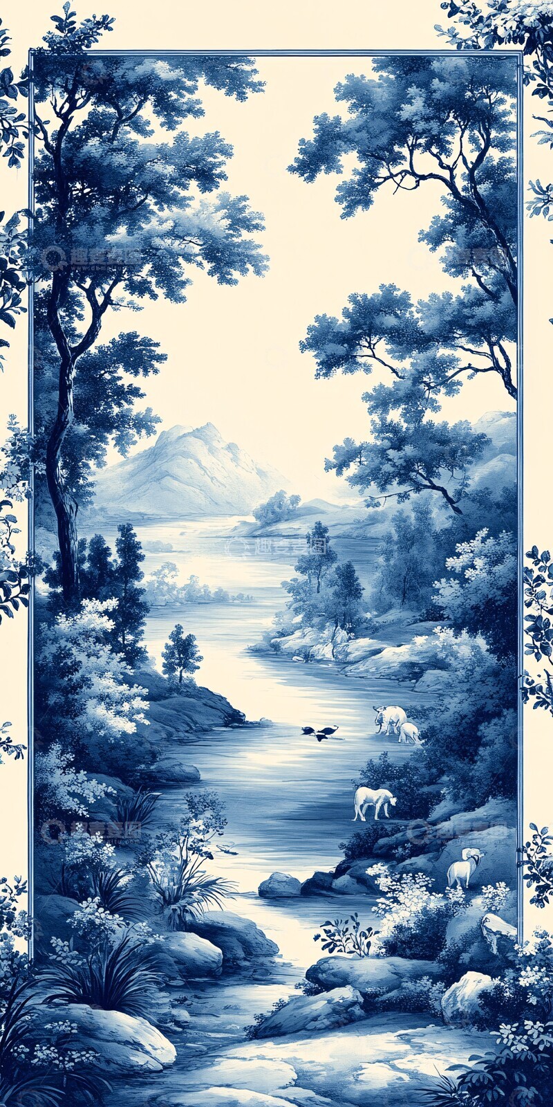 高清大图下载【趣麦麦图】动物丛林瓷边图案1