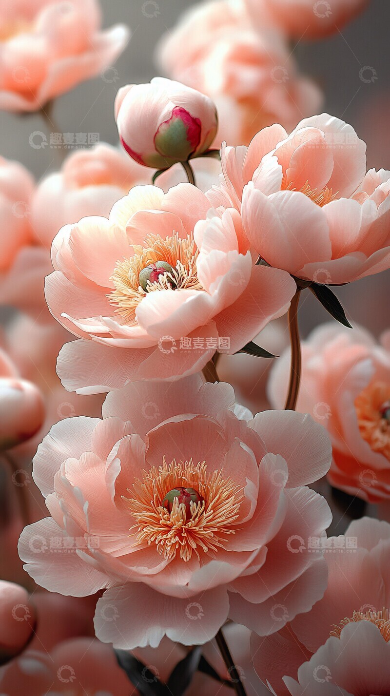 高清大图下载【趣麦麦图】粉色牡丹梦幻背景1