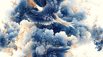 青花瓷凤凰纹样1