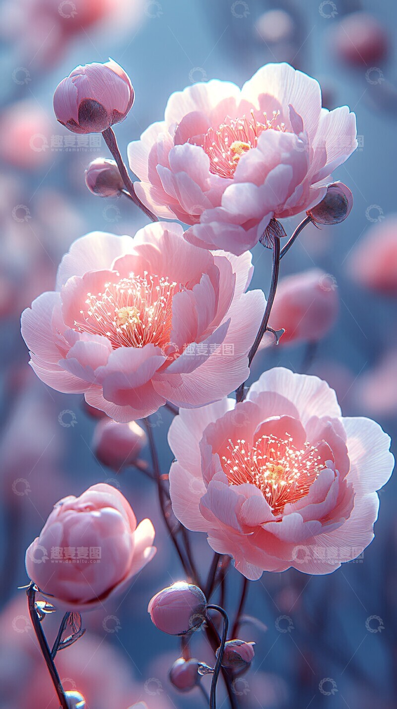 高清大图下载【趣麦麦图】粉色牡丹花云背景3