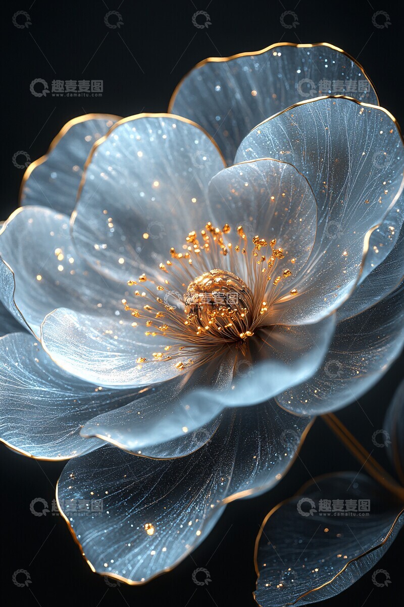 高清大图下载【趣麦麦图】灰牡丹玻璃花2