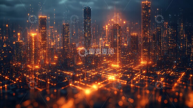 高清大图下载【趣麦麦图】智能城市网络连接2